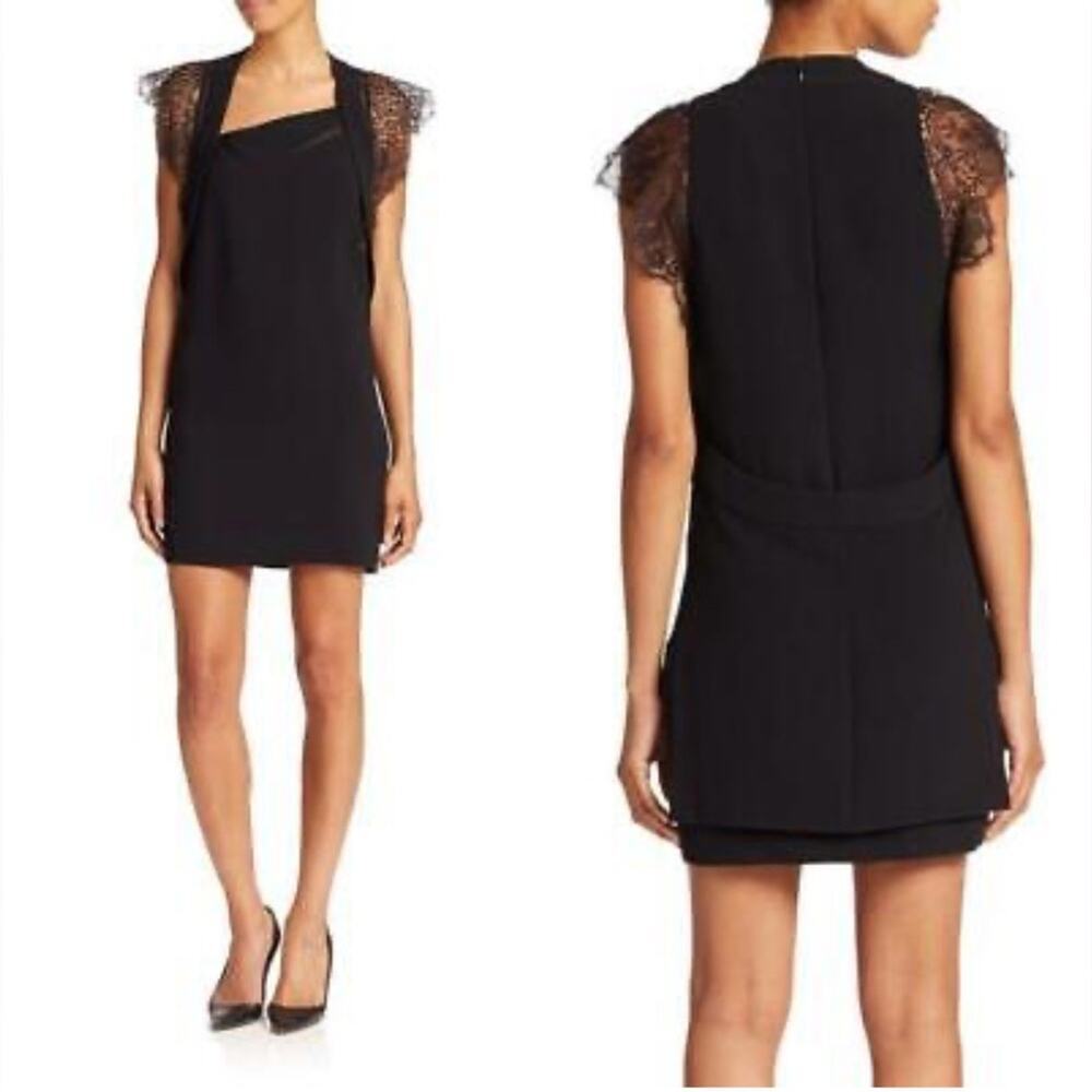 The Kooples Black Lace Crepe Mini Dress Size Small